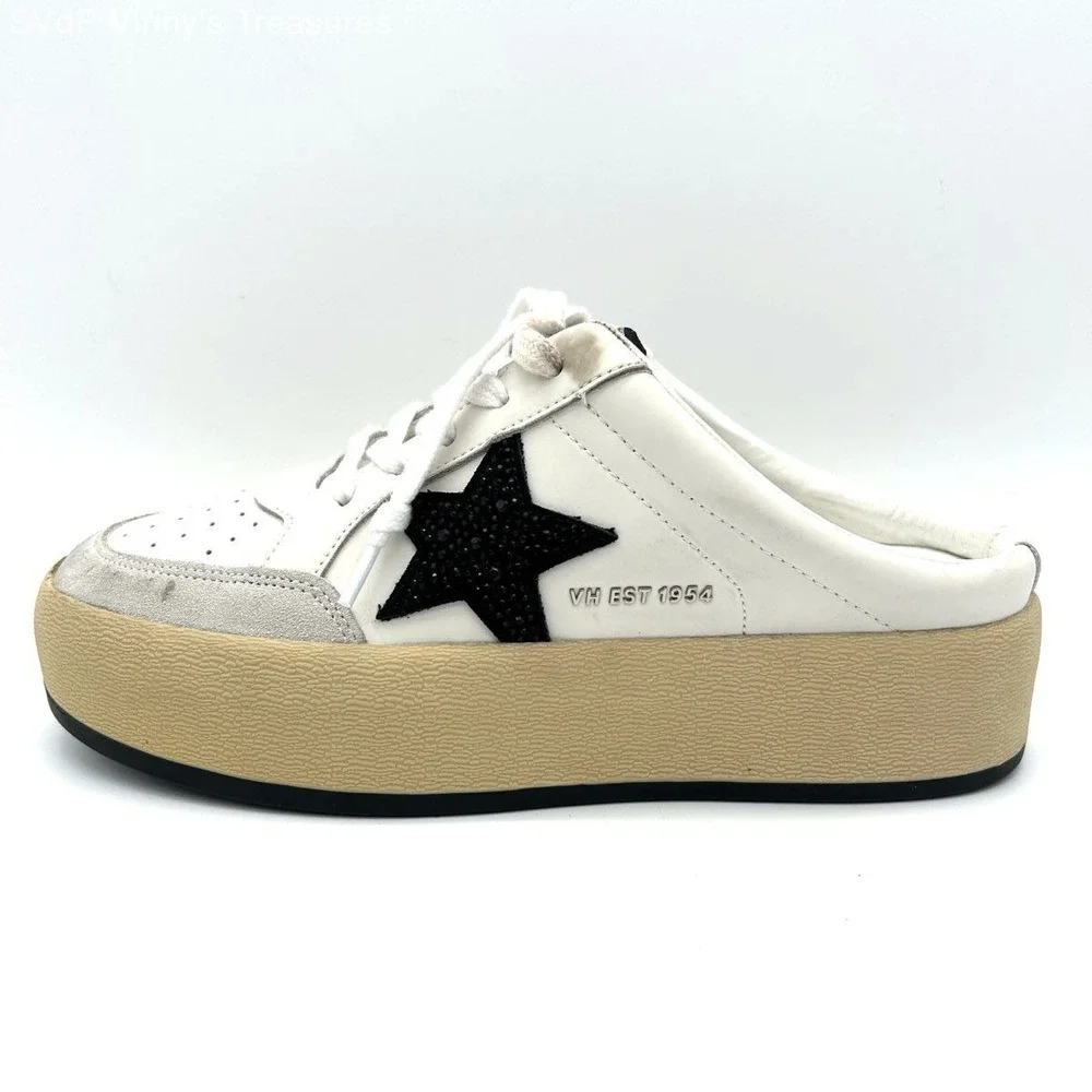 Y2K Vintage Havana Val White Multi Platform Sneakers Black Star Women's Size 7.5